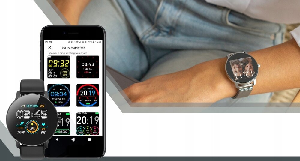 Smartwatch BEMI Ari sport ekran puls tętno ćwiczenia kalorie 