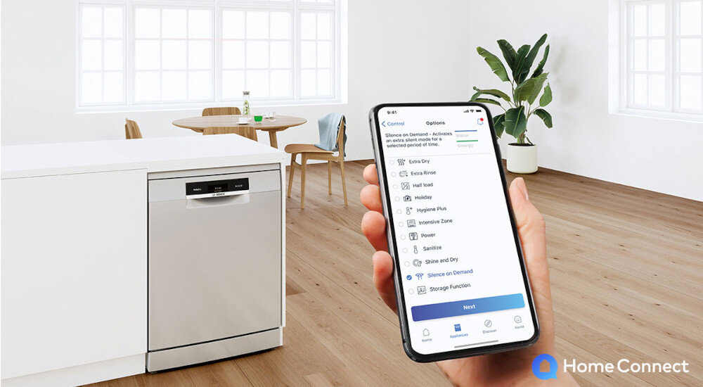 Zmywarka BOSCH SMS4EKI06E Aplikacja HomeConnect sterowanie monitorowanie zdalne funkcje ustawienia programy