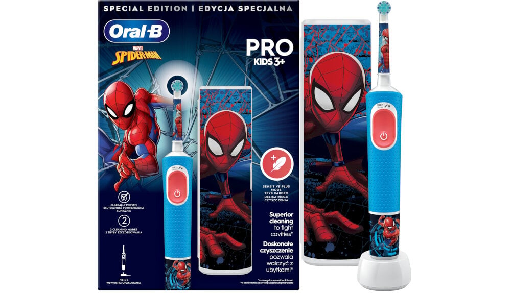 Szczoteczka rotacyjna ORAL-B D103 Kids Pro Spiderman + Etui rotacyjna technologia dokładnosc