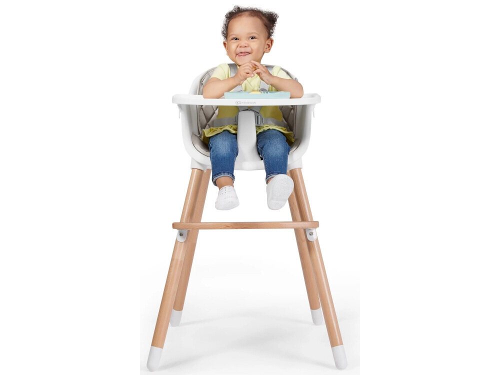 Krzesełko do karmienia KINDERKRAFT Sienna Szary 2 w 1 ergonomiczny design wygodne siedzisko wyprofilowane podparcie dla plecow swoboda bezpieczenstwo miekkie pikowane wykonczenie do siedzenia przy biurku
