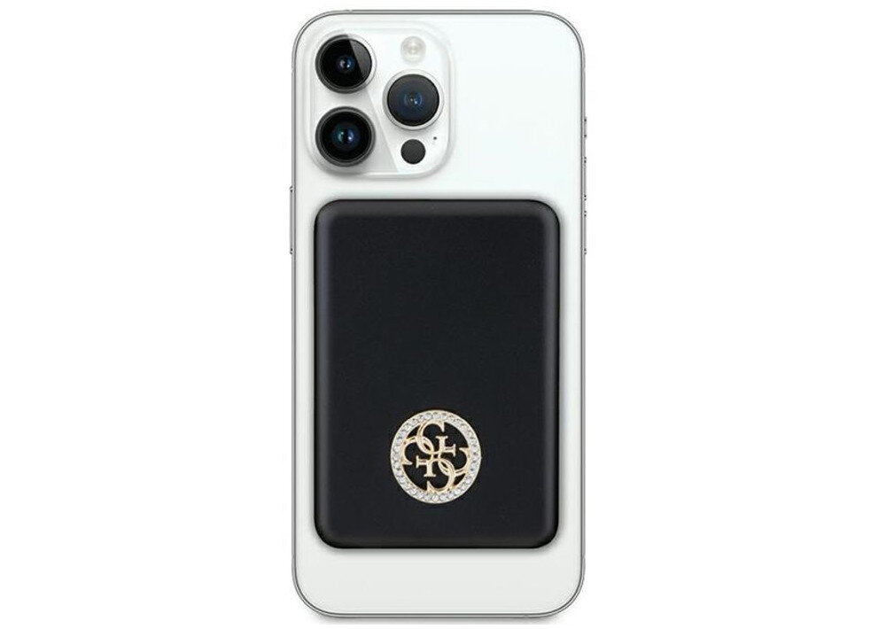 Powerbank indukcyjny GUESS 4G Strassed Metal Logo MagSafe 15W 5000 mAh precyzyjna konstrukcja led 5000 mAh 44g zlote logo