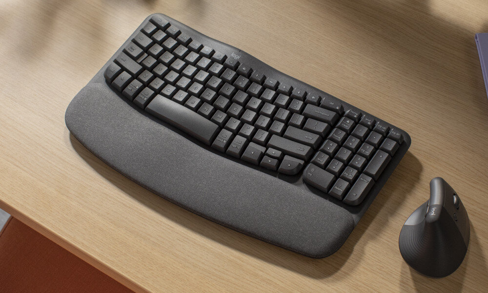 Klawiatura LOGITECH Wave Keys łączność Bluetooth odbiornik kompatybilność