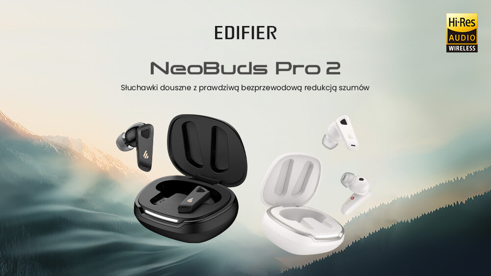 Słuchawki dokanałowe EDIFIER NeoBuds Pro 2 design komfort lekkość dźwięk jakość wrażenia słuchowe ergonomia lekkość sport aktywność podróże czas pracy działanie akumulator 