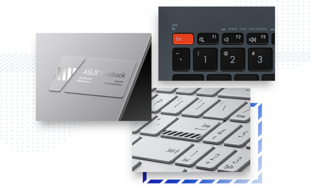 Laptop ASUS VivoBook Pro 15 K6502VU 15.6 i9-13900H 16GB RAM 1TB SSD GeForce RTX4050 Windows 11 Home wygląd akcenty detale logo zawias 180 rozłożenie