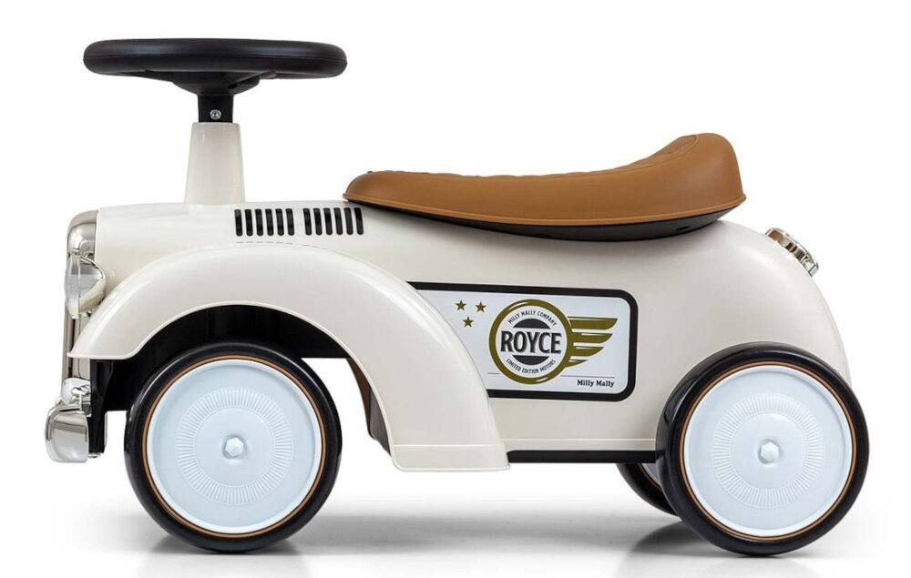 Jeździk MILLY MALLY Royce Biały retro design funkcjonalnosc bezpieczenstwo dla dzieci od 12 do 36 miesiaca zycia