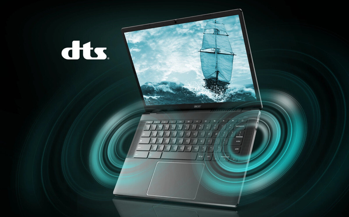 Laptop ACER Chromebook Plus 514 14 IPS R5-7520C 8GB RAM 256GB SSD ChromeOS bateria pojemność czas działania głośniki audio jakość