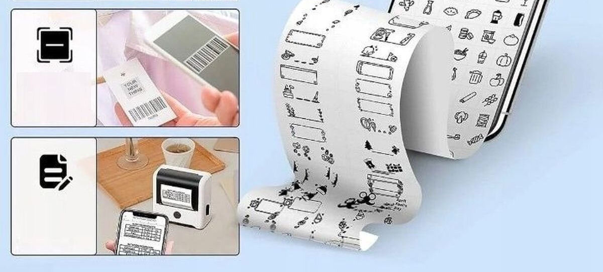 Drukarka PHOMEMO M200 Biały aplikacja na telefon Print Master na komputer Labellife możliwość wyboru wielu wzorów ikon grafik ramek motywów edycja tekstu wydruk zdjęć kodów kreskowych aplikacje dostępne w języku polskim