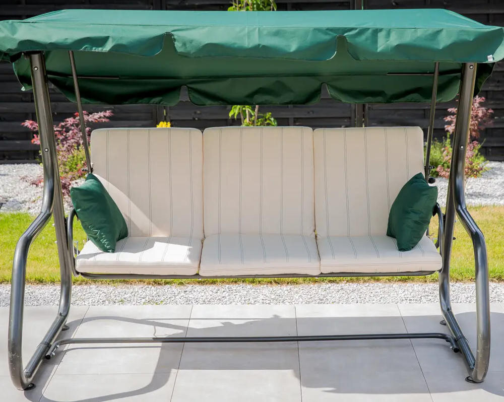 Huśtawka ogrodowa PATIO Rimini C033-02SB wysoka jakość konstrukcja stalowa rama wytrzymala malowana metoda proszkowa uzytkowanie relaks bezpieczenstwo estyka wyglad