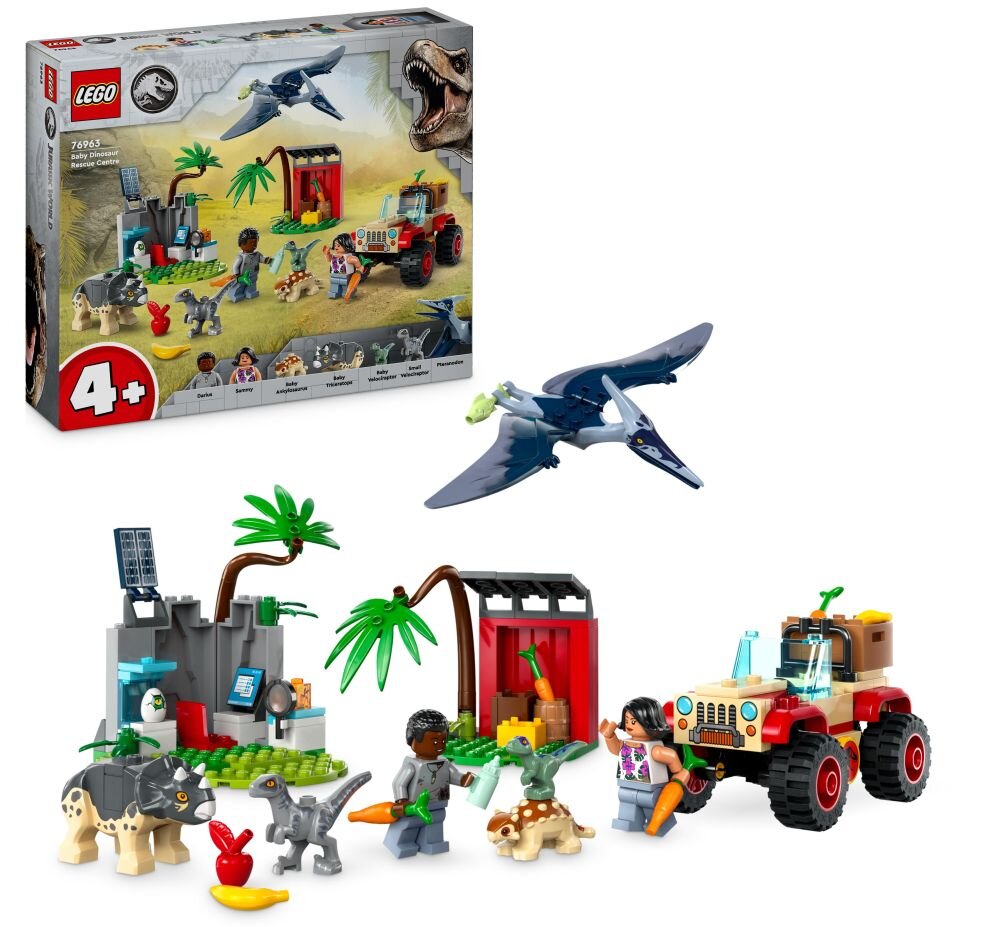 LEGO 76963 Jurassic World Centrum ratunkowe dla małych dinozaurów    klocki elementy zabawa łączenie figurki akcesoria figurka zestaw 