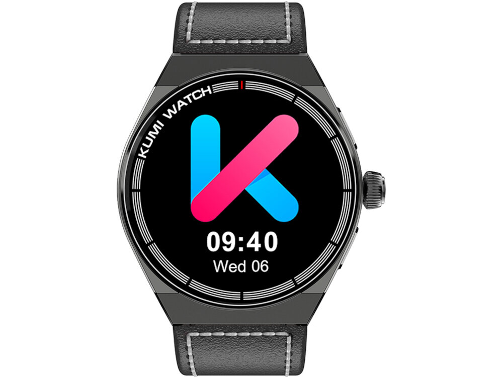 Smartwatch KUMI GT5 Max Szary elegancki design funkcjonalnosc technologiczne innowacje szara obudowa odbieranie przychodzacych wiadomosci nadajnik Bluetooth odczytuje wiadomosci sms powiadomienia w mediach spolecznosciowych
