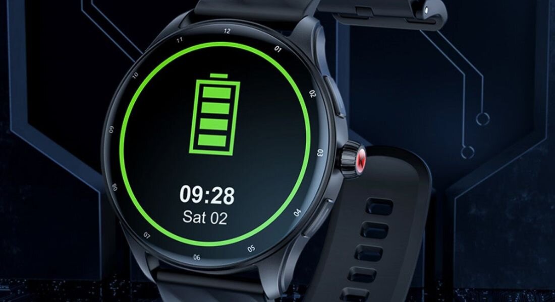 Smartwatch KUMI GW5 Pro   ekran bateria czujniki zdrowie sport pasek ładowanie pojemność rozdzielczość łączność sterowanie krew puls rozmowy smartfon aplikacja 