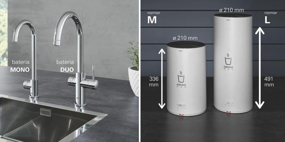 GROHE Red Duo 30327KS1 wrzątek woda bateria duo mono bojler pojemność wielkość