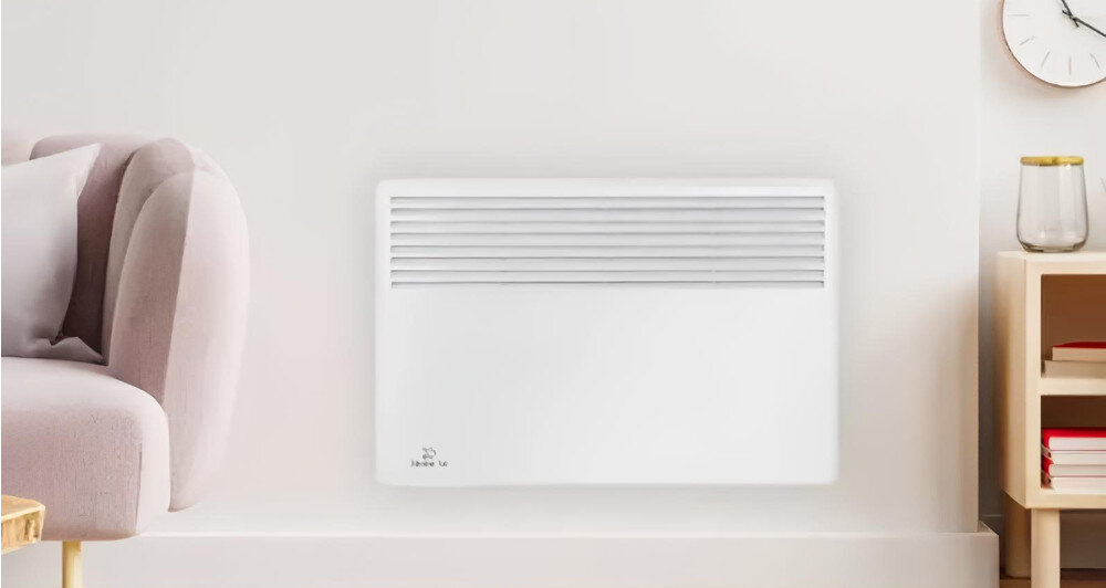 Grzejnik konwektorowy MISSION AIR Miami wysoka moc 500 W 1000 W szybkie ogrzewanie domy biura mieszkania montaż ścienny haczyki kółka sterowanie pokrętła 2 tryby eco komfort kształy lamieli równomierne ogrzewanie