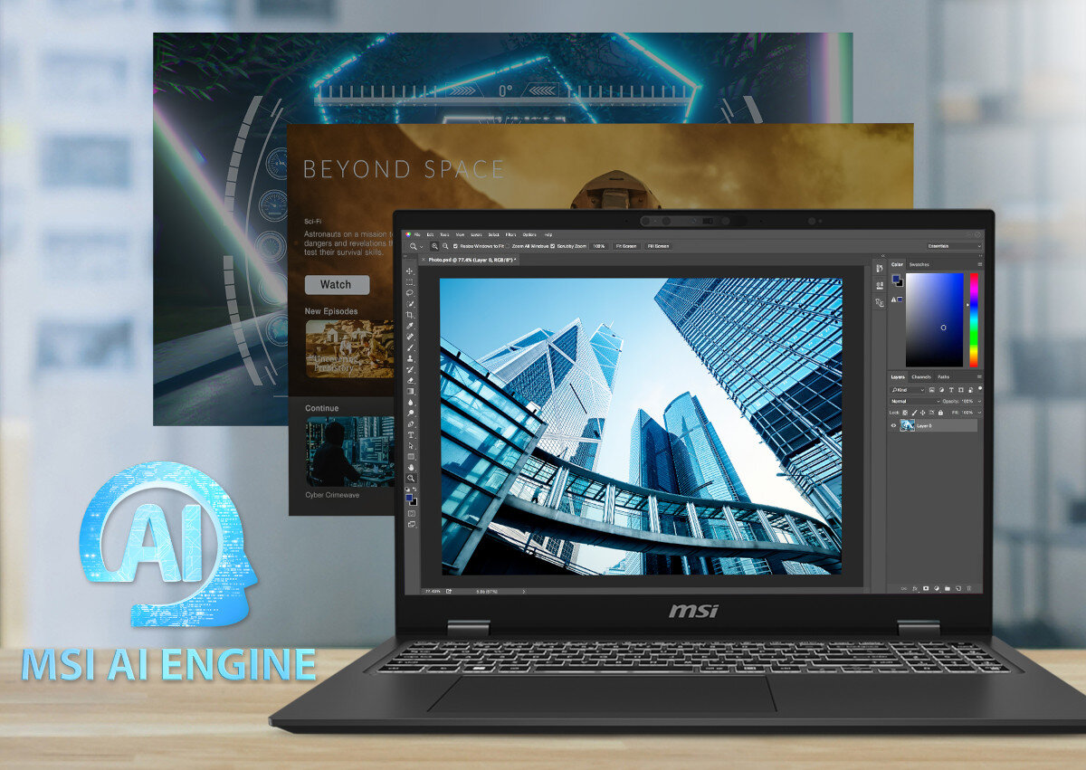 Laptop MSI Prestige AI Evo B1MG-009PL 16 IPS U7-155H 32GB RAM 1TB SSD Windows 11 Home automatyzacja scenariusze tryby optymalizacja