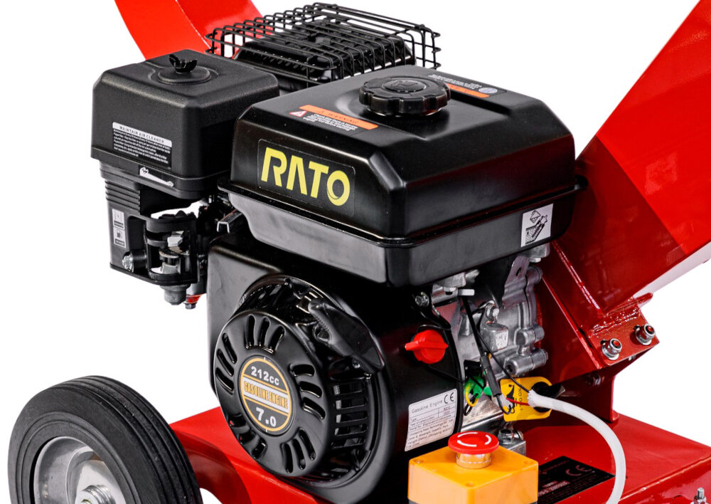 Rozdrabniacz do gałęzi GREENSO GBK-70-1 Rato Spalinowy silnik RATO OHV4 pojemnosc 212 cm3 moc nominalna jednostki napedowej 7.0 KM niezawodne dzialanie moc