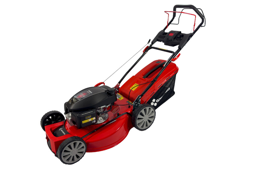 Kosiarka spalinowa GREENSO KS56-H200N HONDA GCV200 z napędem koszenie z uwzglednieniem preferowanej wysokosci trawy zakres 25-75 mm centralna regulacja koszenia mechanizm sprezynowy 8-stopniowa skala