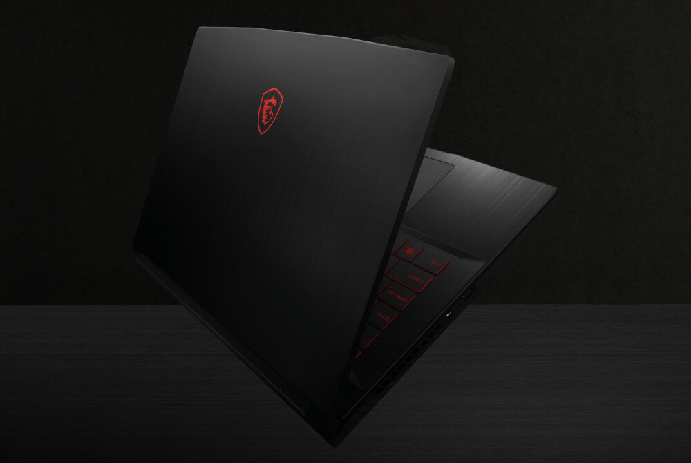 Laptop MSI Thin GF63 12UC-1001PL 15.6 IPS 144Hz i5-12450H 16GB RAM 512GB SSD GeForce RTX3050 Windows 11 Home obudowa wygląd styl