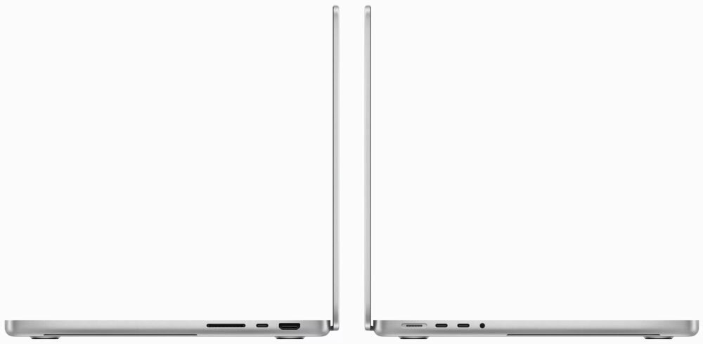 Laptop APPLE MacBook Pro 2023 14 Retina M3 8GB RAM 2TB SSD macOS Gwiezdna szarość 
					Łatwa migracja danych, asystent migracji,
					dwa laptopy na białym tle ustawione bokiem