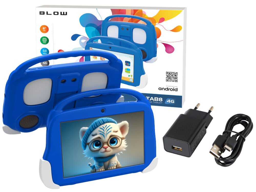 Tablet BLOW KidsTab 8 8 4/64GB LTE Wi-Fi Niebieski elementy zestaw