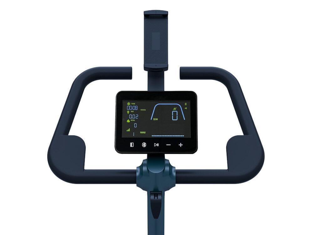 Rower indukcyjny KETTLER Hoi Tour Granatowy 7-calowy wyswietlacz LCD zlicza prezentuje najwazniejsze parametry treningu 20 wbudowanych programow treningowych konfiguraca 4 profili uzytkownikow