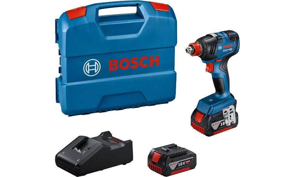 Klucz udarowy BOSCH Professional GDX 18V-200 06019J206 zestaw dwa akumulatory ladowarka walizka L-Case dokumentacja