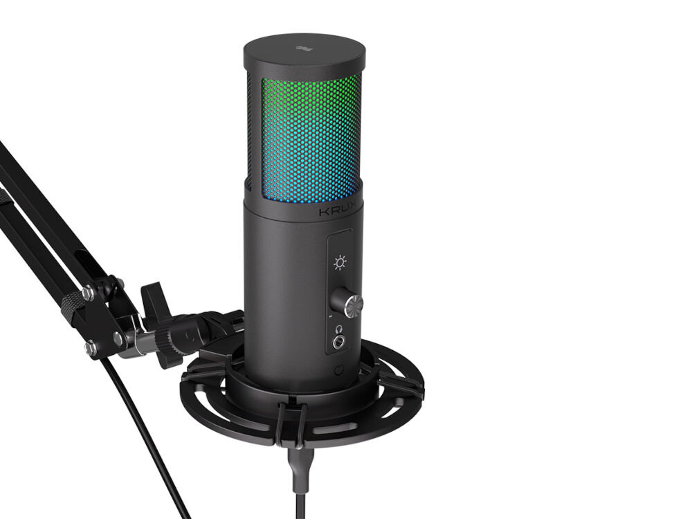 Mikrofon KRUX Edis 3000 mikrofon pojemnosciowy podswietlenie rgb ulga dla uszu