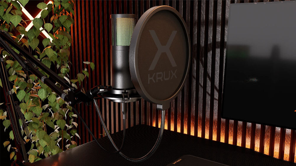 Mikrofon KRUX Edis 3000 dwa pop filtry koszyk antywstrząsowy