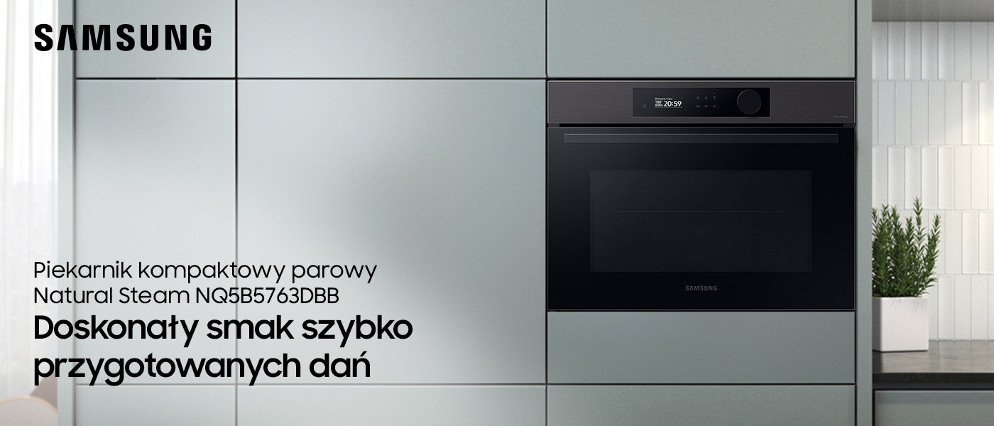 Samsung piekarnik kompaktowy parowy NQ5B5763DBB: Media Expert: zdjęcie w eleganckiej kuchni