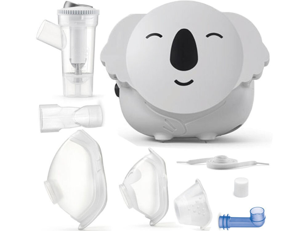 Inhalator nebulizator pneumatyczny FLAEM Koala 0.42 ml/min maska dla dorosłuch maska dla dzieci adapter do nosa ustnik 