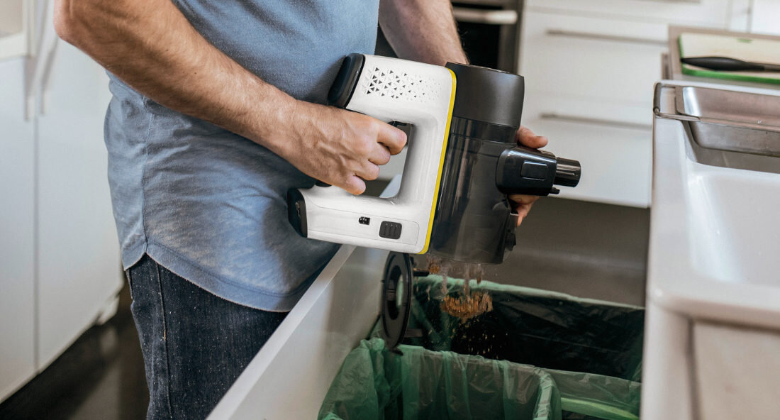 Odkurzacz KARCHER VC 6 Cordless ourFamily Car 1.198-672.0 Duży pojemnik na kurz łatwe opróżnianie pojemność wygoda higiena użytkowanie