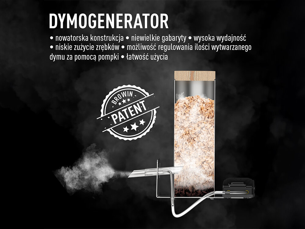 Wędzarnia BROWIN 330339 generator dymu dragON Jet 1 równomierna dystrybucja dymu wędzarniczego elektryczna pompa kontrolowanie przepływu dymu optymalne warunki wędzenia specjalne adaptery łatwe podłączenie 