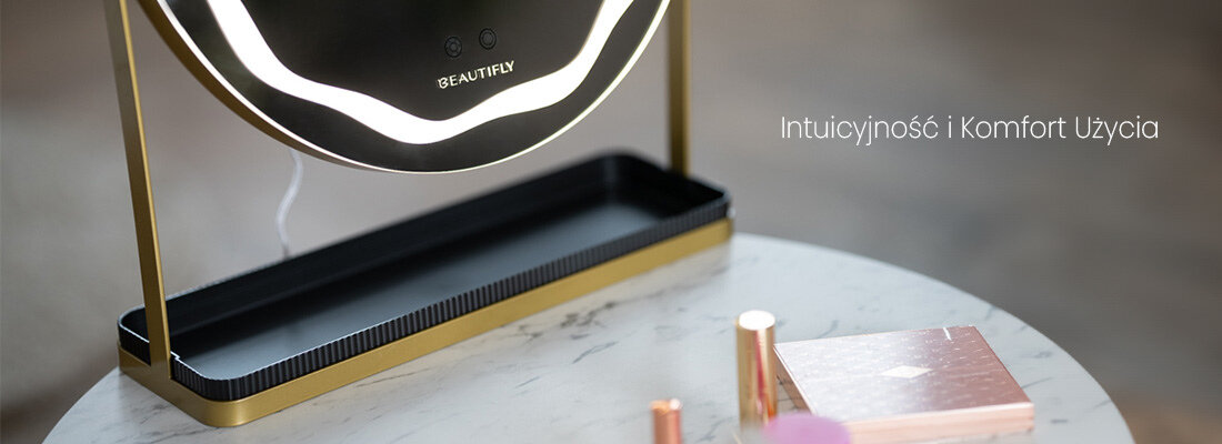 Lusterko BEAUTIFLY podświetlane ROUND LED VANITY Intuicyjność komfort użycia przełącznik dotykowy regulacja oświetlenia włączenie wyłączenie komfort obsługa