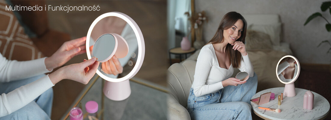 Lusterko BEAUTIFLY podświetlane SMART MOON WITH BLUETOOTH SPEAKER Multimedia funkcjonalność głośnik Bluetooth jakość dźwięku port