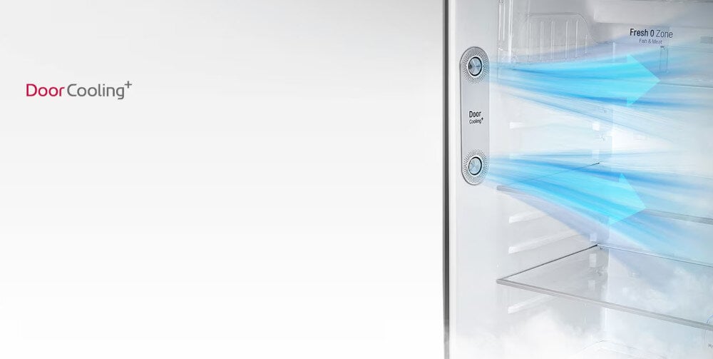 LODÓWKA LG GSJV71PZTE Technologia DoorCooling równomierne chłodzenie rozprowadzanie powietrza świeżość półki szuflady