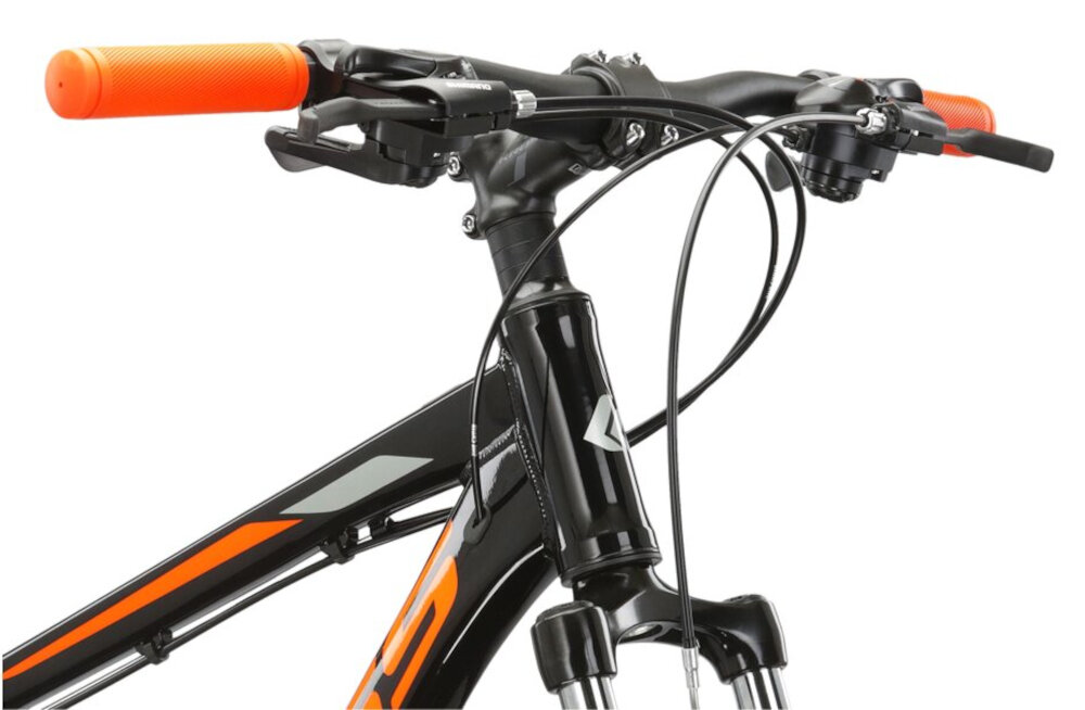 Rower górski MTB KROSS Hexagon 2.0 M17 27.5 cali męski Czarno-pomarańczowy aluminiowa kierownica uchwyty pokryte specjalnym antyposlizgowym materialem wieksze bepieczenstwo
