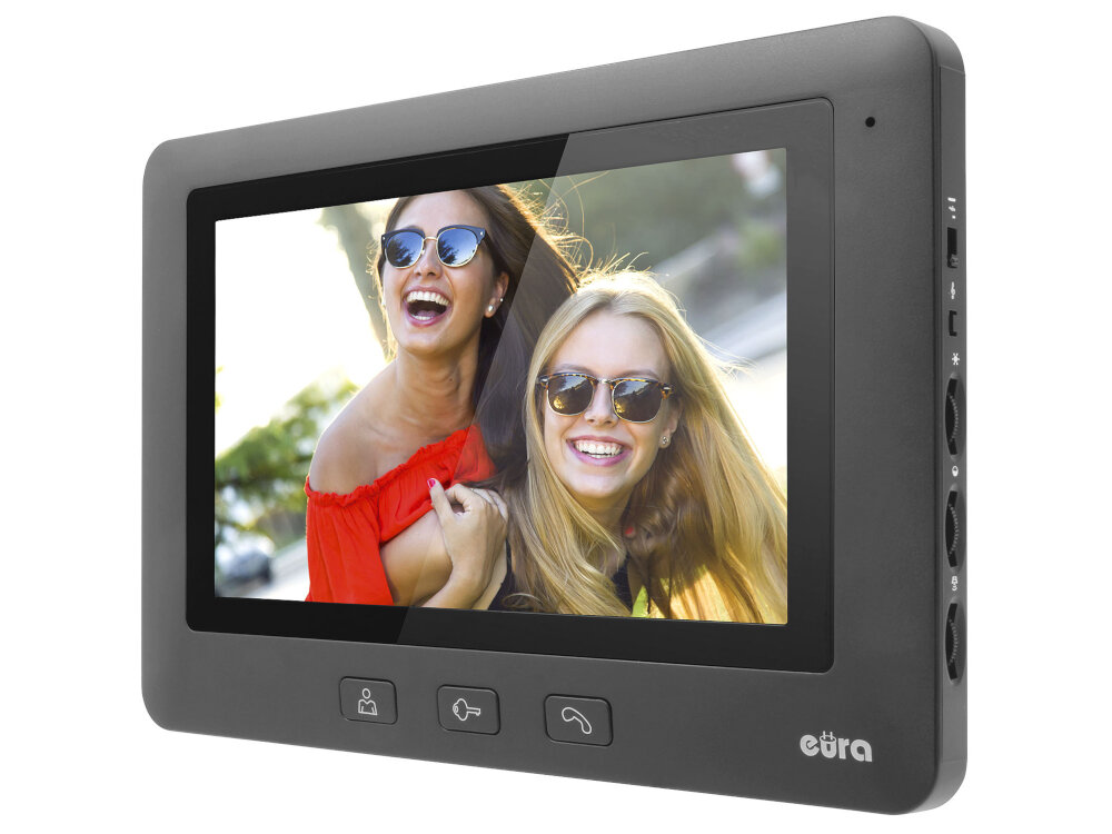 Wideodomofon EURA VDP-57A3 Czarny monitory VDA-45A3 7-calowe ekrany LCD dostsowanie glosnosci i parametrow obrazo 16 melodii gongu sterowanie ryglem elektromagnetycznym