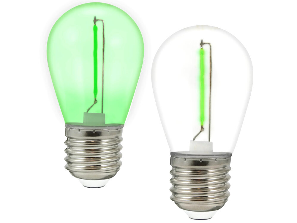Żarówki LED GOLDLUX 36V S14 E27 2 sztuki Zielony wyjatkowa atmosfera zielone swiatlo energooszczedne parametry trwalosc oszczednosc magiczny blask minimalne zuzycie energii