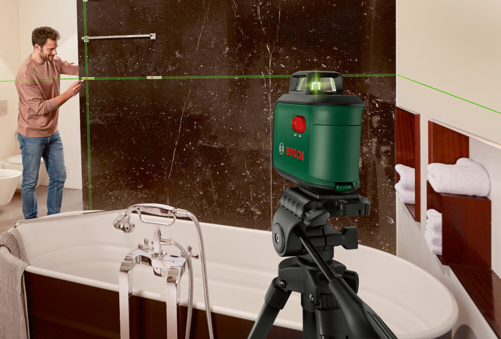 Laser krzyżowy BOSCH Advanced Level 360 0603663BZ1 Set gwint do statywu 1/4 cala statyw stabilny solidny precyzyjne ustawienie na dowolnej wysokosci