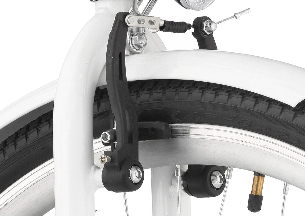 Rower miejski DAWSTAR Citybike S7B 28 cali damski Biały podstawa bezpieczenstwa kazdego rowerzysty przednie i tyln hamulce V-Brake lekkie duza sila hamowania odblaski lepiej widoczny na drodze bezpieczniejszy