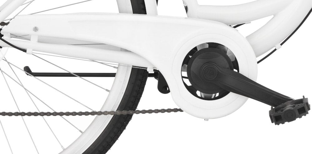 Rower miejski DAWSTAR Citybike S7B 28 cali damski Biały oslona lancucha ochrona przed zabrudzeniem woda kurzem z wytrzymalej stali odpornosc na uszkodzenia mechaniczne nei deformuje sie