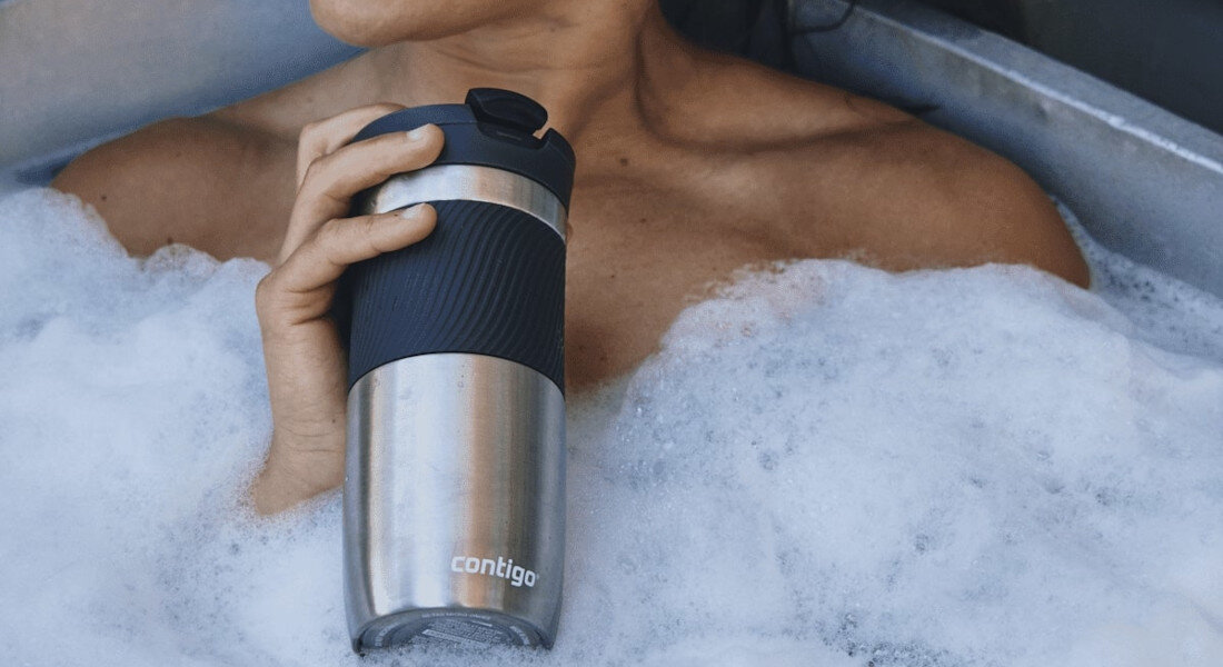 Kubek termiczny CONTIGO Byron 470 ml Niebieski kolor kolorystyka matowe wykończenie wygląd design ergonomiczny kształt wygoda komfort użytkowanie