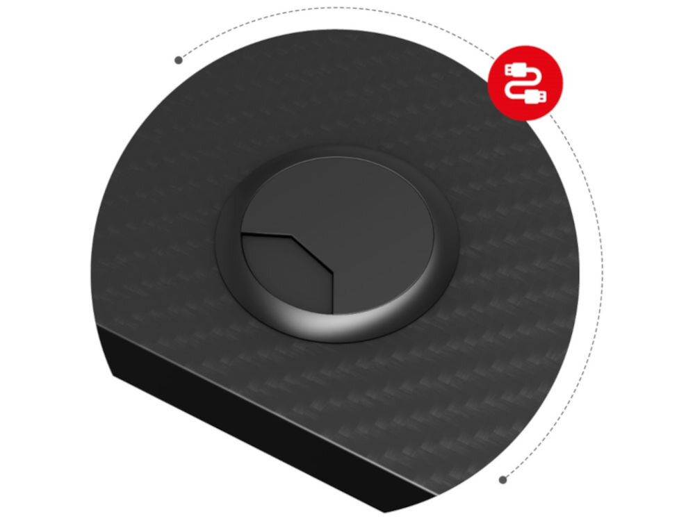 Biurko gamingowe HUZARO Hero 7.9 Czarny prezentacja wlotu na przewody na białym tle ergonomia estetyczny porządek