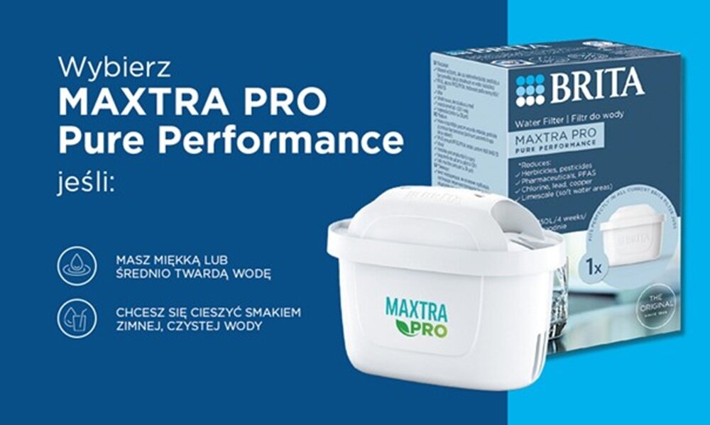 Wkład filtrujący BRITA Maxtra Pro Pure Performance (1 szt.) z bioplastiku, do zimnych i ciepłych napojów, wydajny filtr
