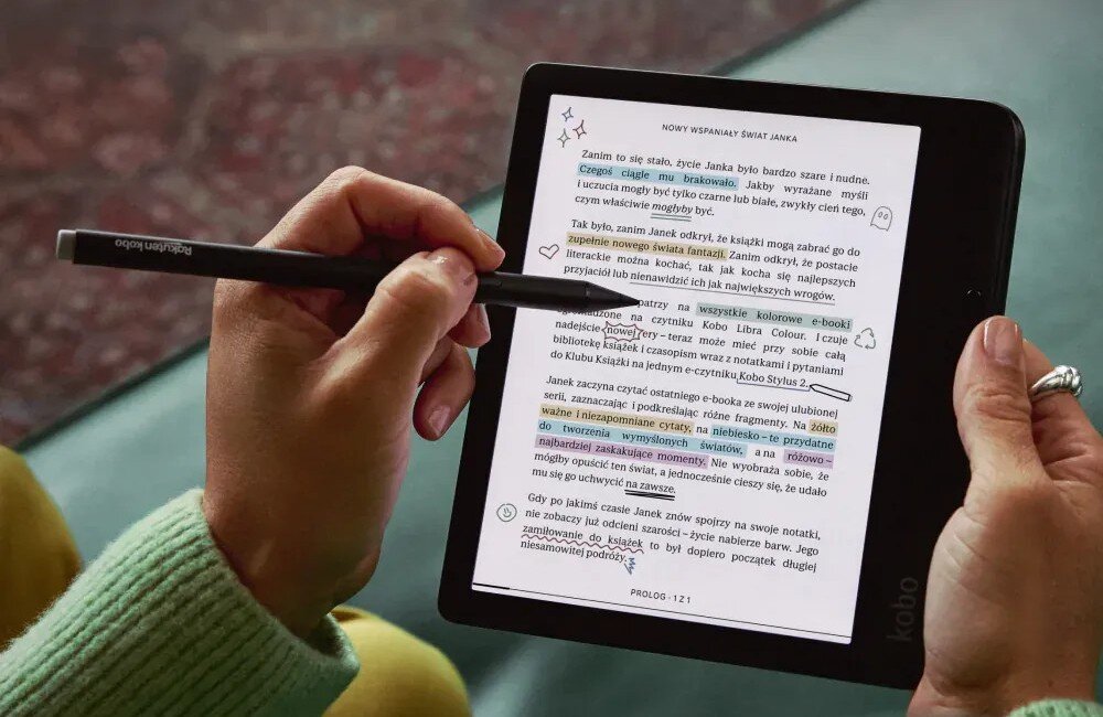 Czytnik e-booków KOBO Libra Colour 7, Podświetlany ekran, Wi-Fi, Bez reklam Czarny notatki chmura rysik