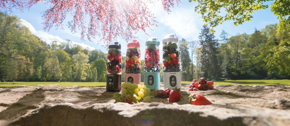 Blender personalny CONCEPT Smoothie FitMaker SM4003 Bezprzewodowy Różowyzdrowe koktajle akumulator Li-Ion swoboda użytkowanie wymiary waga konstrukcja