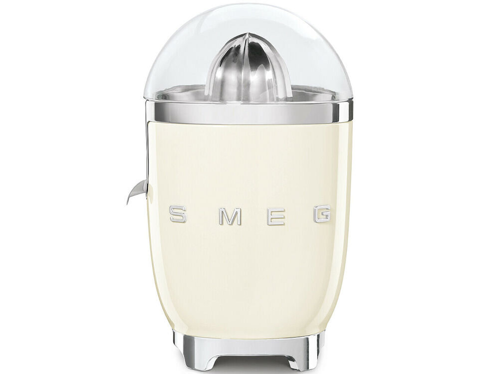 Wyciskarka do cytrusów SMEG CJF11CREU Kremowy wysoka jakość wyprodukowana we Włoszech elegancki design lat 50 funkcjonalna wyjątkowy styl dbałość o detale obudowa tworzywo sztuczne trwałość lekkość przenoszenie użytkowanie