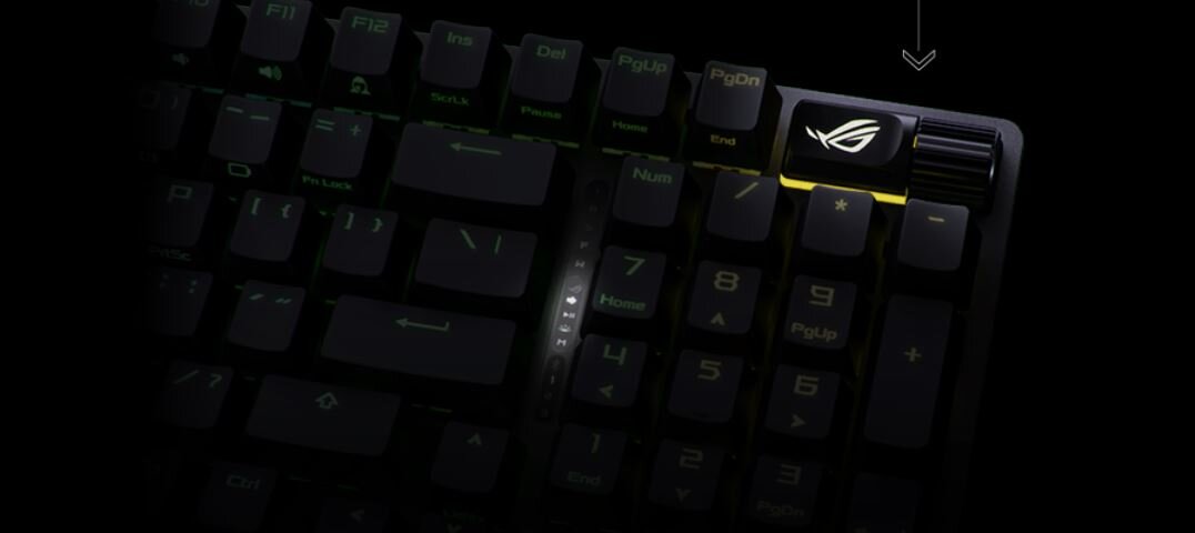 KLAWIATURA ASUS ROG STRIX SCOPE II 96 WIRELESS przycisk wielofunkcyjny pokrętło wielofunkcyjne