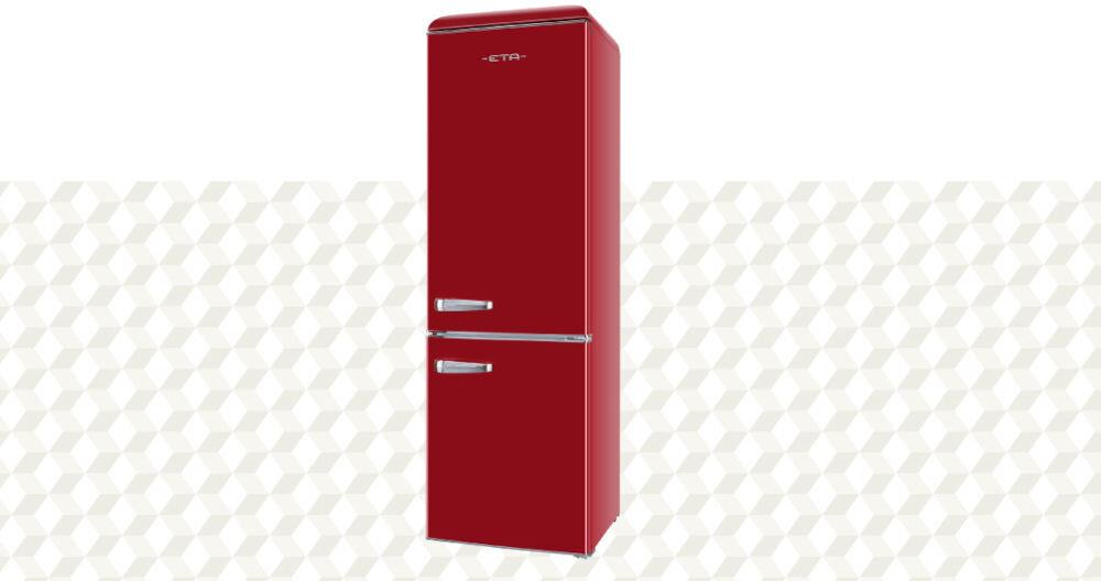 Lodówka ETA 253190030E Retro 192cm Czerwona energooszczędna klasa energetyczna E technologia chłodzenia optymalne warunki przechowywania żywności klasa zamrażania **** zdolność do utrzymania temperatury do 18 godzin podczas awarii praktyczne urządzenie  