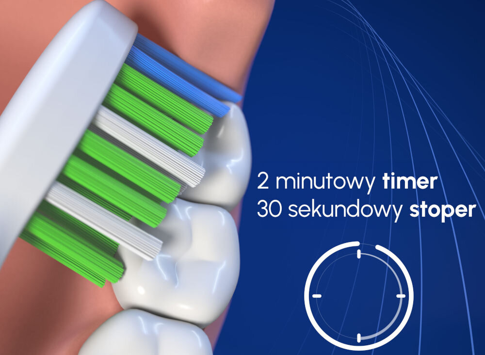 Szczoteczka soniczna WATERPIK STW-03EU Sensonic Biały funkcje użytkowe timer czas pauza wskaźnik konieczności wymiany końcówki
