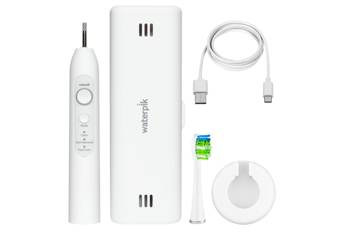 Szczoteczka soniczna WATERPIK STW-03EU Sensonic Biały Długi czas pracy akumulator litowo jonowy ładowanie kabel USB-A/USB-C możliwości podłączenie